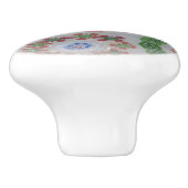 Boho Roze Blauwe Bloem Motief Victoriaans Keramische Knop (Zijkant)