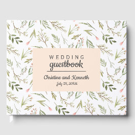 Boho roze blauwe bloemen Weddenschap Gepersonalise Gastenboek