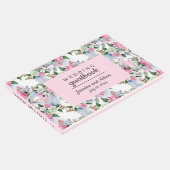 Boho roze blauwe bloemen Weddenschap Gepersonalise Gastenboek (Hoek)