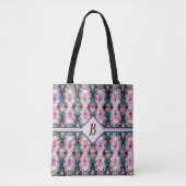 Boho Roze, Blauwgroen & Bruin Tribal Tote Bag (Voorkant)