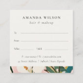 Boho Roze Blauwgroen Geschilderd Bloemen Cadeaubon Vierkante Visitekaartje (Achterkant)