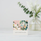 Boho Roze Blauwgroen Geschilderd Bloemen Cadeaubon Vierkante Visitekaartje (Staand voorkant)