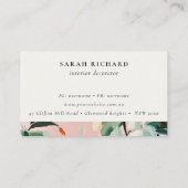 Boho Roze Blauwgroen Groen Geschilderd Bloemen Afs Visitekaartje (Achterkant)