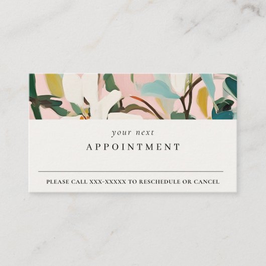 Boho Roze Blauwgroen Groen Geschilderd Bloemen Afs Visitekaartje (Voorkant)