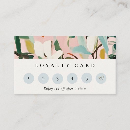 Boho Roze Blauwgroen Groen Geschilderd Bloemen Loy Visitekaartje (Voorkant)