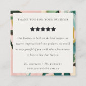 Boho Roze Blauwgroen Groen Geschilderd Bloemen Rev Vierkante Visitekaartje (Achterkant)