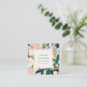 Boho Roze Blauwgroen Groen Geschilderd Bloemen Rev Vierkante Visitekaartje (Staand voorkant)