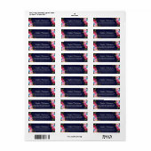 Boho Roze Bloem Bruiloft Navy Retouradres Label (Full Sheet)