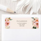 Boho Roze Bloem Champagne Bruiloftsfeest  Etiket (Insitu)