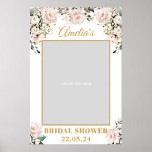 Boho roze bloem goud bruidsfoto prop poster