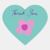 Boho Roze Bloem Hart Feeststicker Hart Sticker (Voorkant)