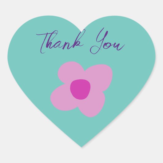 Boho Roze Bloem Hart Feeststicker Sticker (Voorkant)