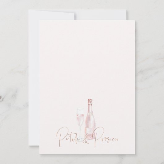 Boho Roze Bloemblaadjes Prosecco Vrijgezellenfeest Kaart (Achterkant)