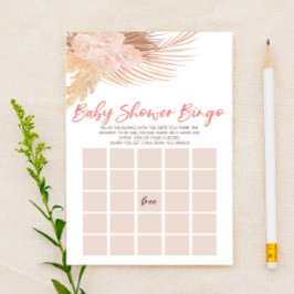 Boho roze bloembloemen bingo Baby shower spel Briefpapier