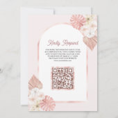 Boho roze bloemboog QR code moslim bruiloft Kaart (Achterkant)