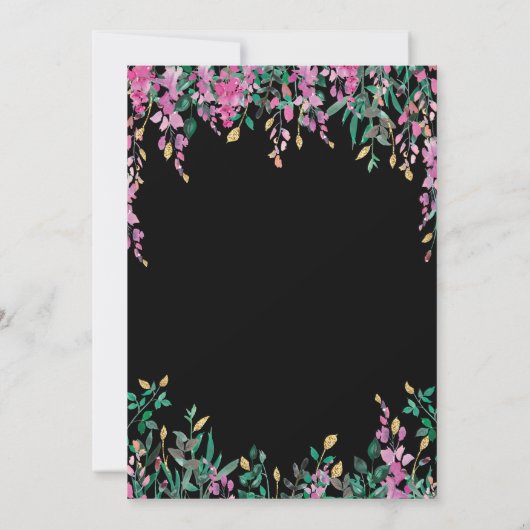 Boho Roze Bloemen Baby Herten Douche Uitnodiging (Achterkant)