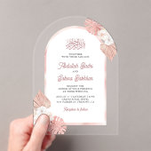 Boho Roze Bloemen Boog Moslim Huwelijk Acryl Uitnodigingen (Insitu (Draagbaar))