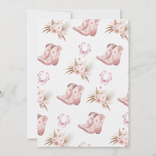Boho Roze Bloemen Bruin Paard Zadelen Up Verjaarda Kaart (Achterkant)