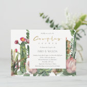 BOHO ROZE BLOEMEN CACTUS LOOF KOPPEL DOUCHE KAART (Staand voorkant)