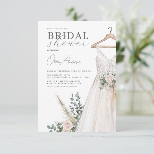 Boho roze bloemen en groen Vrijgezellenfeest Kaart (Staand voorkant)