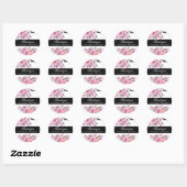 Boho roze bloemen en veren bruiloft dank u ronde sticker (Vel)