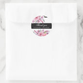 Boho roze bloemen en veren bruiloft dank u ronde sticker (Tas)
