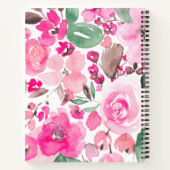 Boho roze bloemen florale waterverf patroon notitieboek (Achterkant)