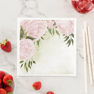 Boho roze bloemen groene bladeren botanisch servet