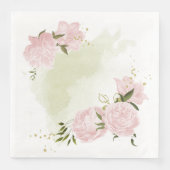 Boho roze bloemen groene bladeren botanisch servet (Voorkant)