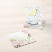 Boho roze bloemen groene bladeren botanische kartonnen onderzetters (Insitu)