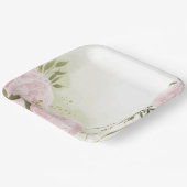 Boho roze bloemen groene bladeren botanische papieren bordje (Gebogen)