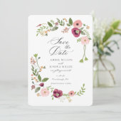  Boho Roze Bloemen Huwelijk Kaart (Staand voorkant)