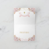 Boho Roze Bloemen Meisje Eerste Heilige Communie G Bedankkaart (Binnen)
