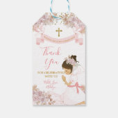 Boho Roze Bloemen Meisje EERSTE Heilige Communie K Cadeaulabel (Achterkant)