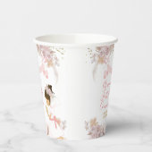 Boho Roze Bloemen Meisje EERSTE Heilige Communie K Papieren Bekers (Links)