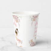 Boho Roze Bloemen Meisje EERSTE Heilige Communie K Papieren Bekers (Rechts)