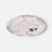 Boho Roze Bloemen Meisje EERSTE Heilige Communie K Papieren Bordje (Gekanteld)