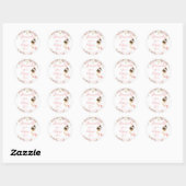 Boho Roze Bloemen Meisje EERSTE Heilige Communie K Ronde Sticker (Vel)