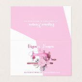 Boho Roze Bloemen Naaister Naaimachine Gevouwen Visitekaartje (Buitenkant ongevouwen)