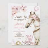 Boho Roze Bloemen Paard Zadelen Up Verjaardag Kaart (Voorkant)