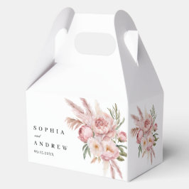 Boho roze bloemen pampas gras bruiloft bedankdoosjes