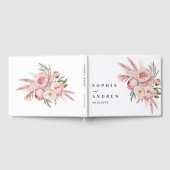 Boho roze bloemen pampas gras bruiloft gastenboek (Volledig)