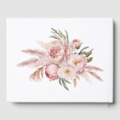 Boho roze bloemen pampas gras bruiloft gastenboek (Achterkant)