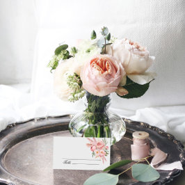 Boho roze bloemen pampas gras bruiloft plaats kaar plaatskaartje