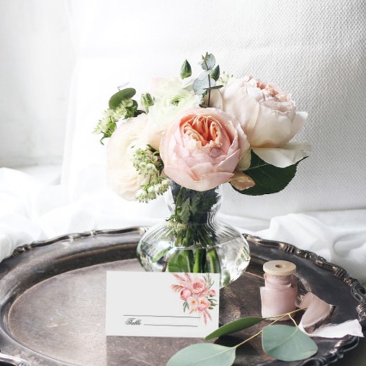 Boho roze bloemen pampas gras bruiloft plaats kaar plaatskaartje