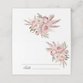 Boho roze bloemen pampas gras bruiloft plaats kaar plaatskaartje (Buitenkant ongevouwen)