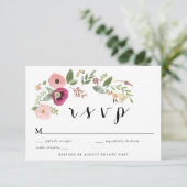 Boho Roze Bloemen RSVP behuizing kaart (Staand voorkant)