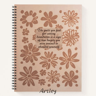 Boho Roze Bloemen Stempel Custom Quote Journal Notitieboek