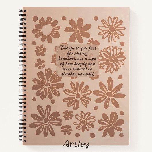 Boho Roze Bloemen Stempel Custom Quote Journal Notitieboek
