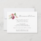 Boho  Roze Bloemen Trouwdetails Kaart (Voorkant)